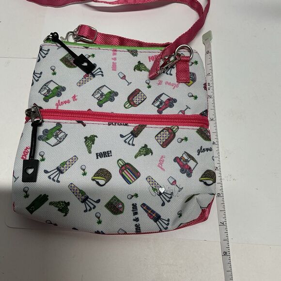 Nine And‎ Wine GloveIt Glove It Cross Body White Golf Women’s 2 Zip bag purse - Picture 4 of 11